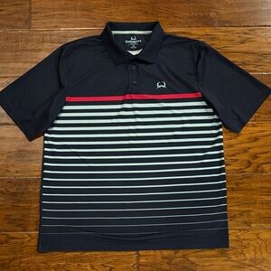 Cinch Navy Polo with Red and Gray Stripes